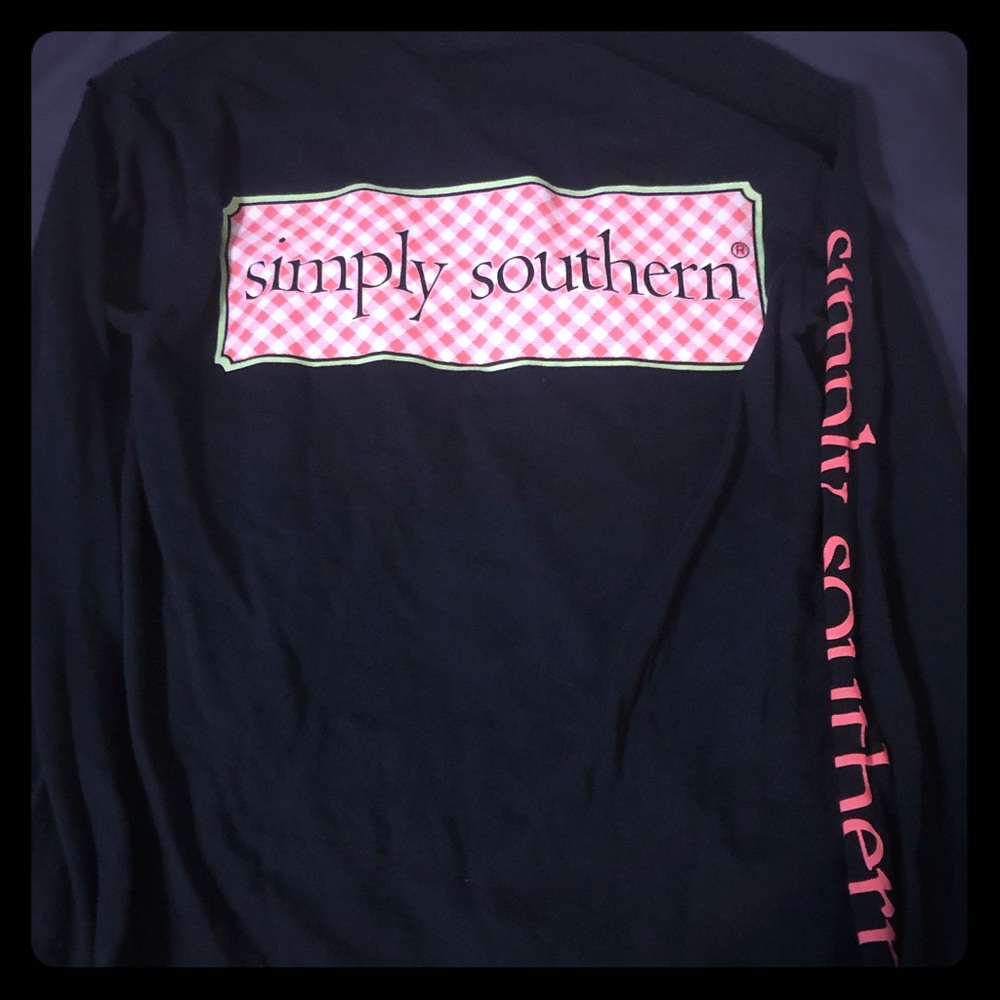Navy And Pink Simply Southern Long Sleeve Tee